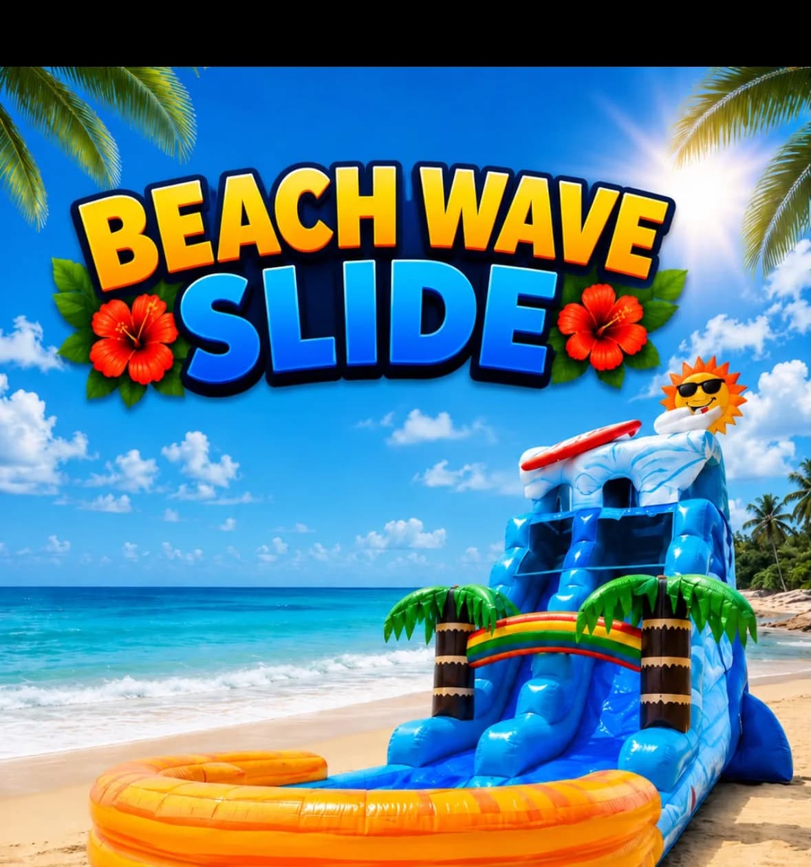 Beach Wave Waterslide promotional reference from Guam Cherry Rentals