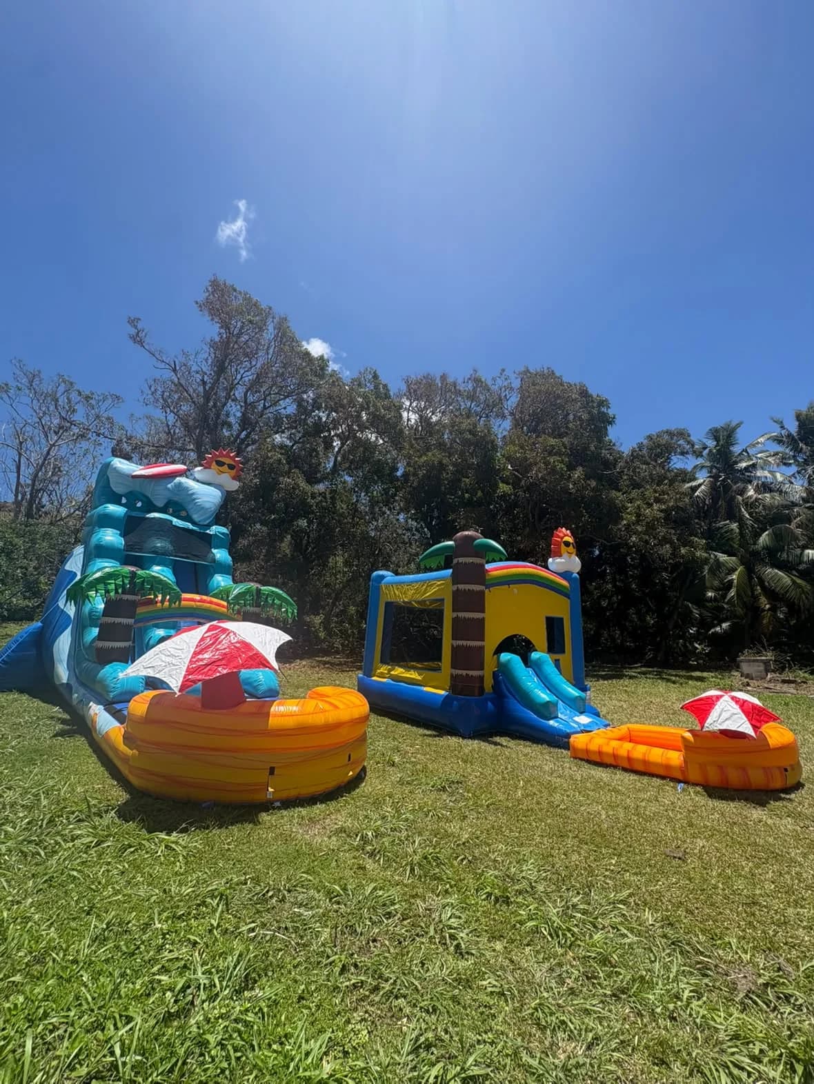 Beach Wave Waterslide and Beach Party Combo rental setup in Guam